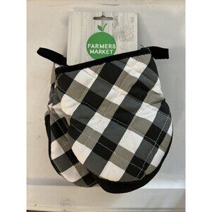 Oven Mitts Mini Black and White Checkerboard Kitchen Supply Cotton & Neoprene